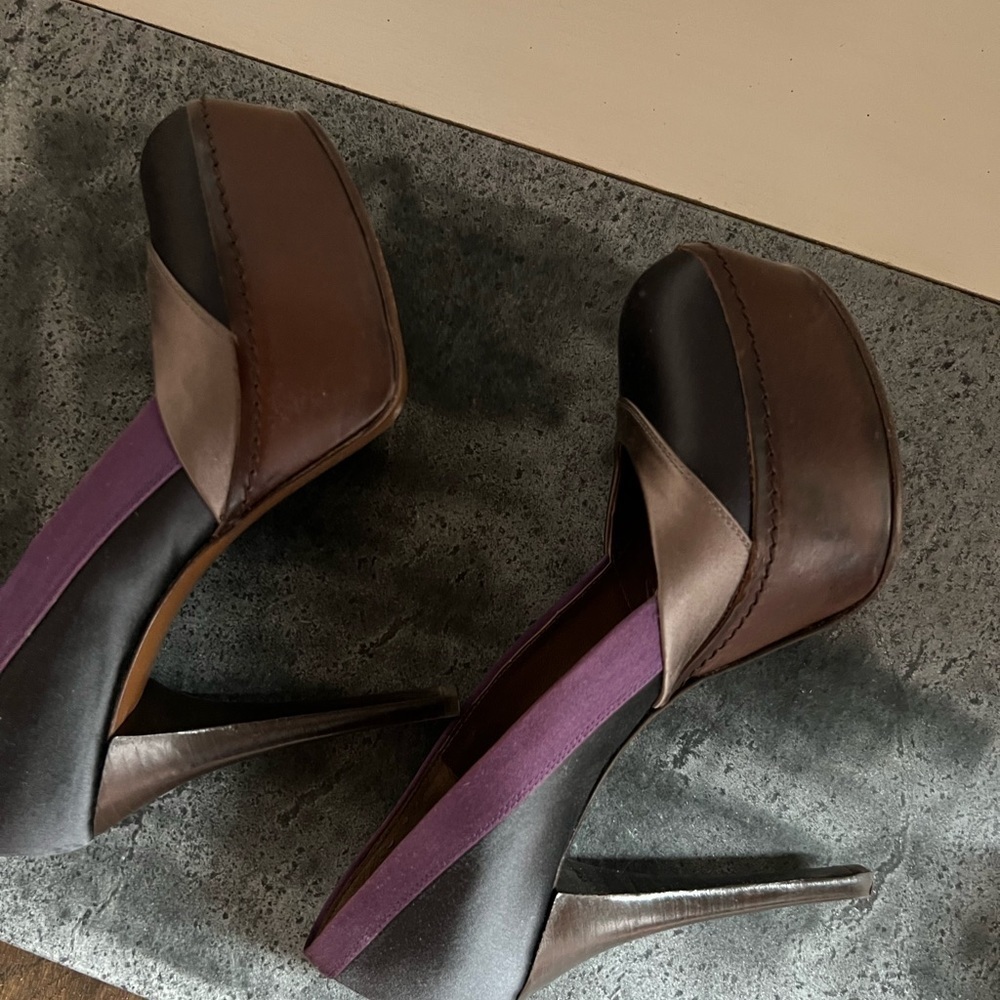 Marni Satin Multi Color Platform Pumps - image 4